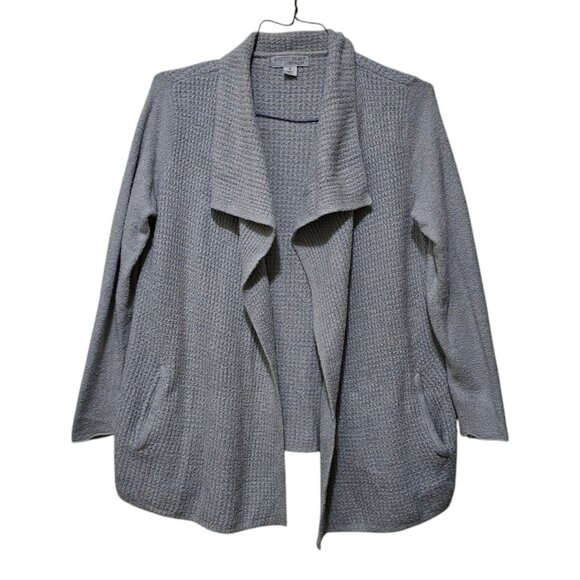 Barefoot Dreams CozyChic Lite Coastal Cardigan Sz M Light Gray Soft Knit 485 - Picture 1 of 10
